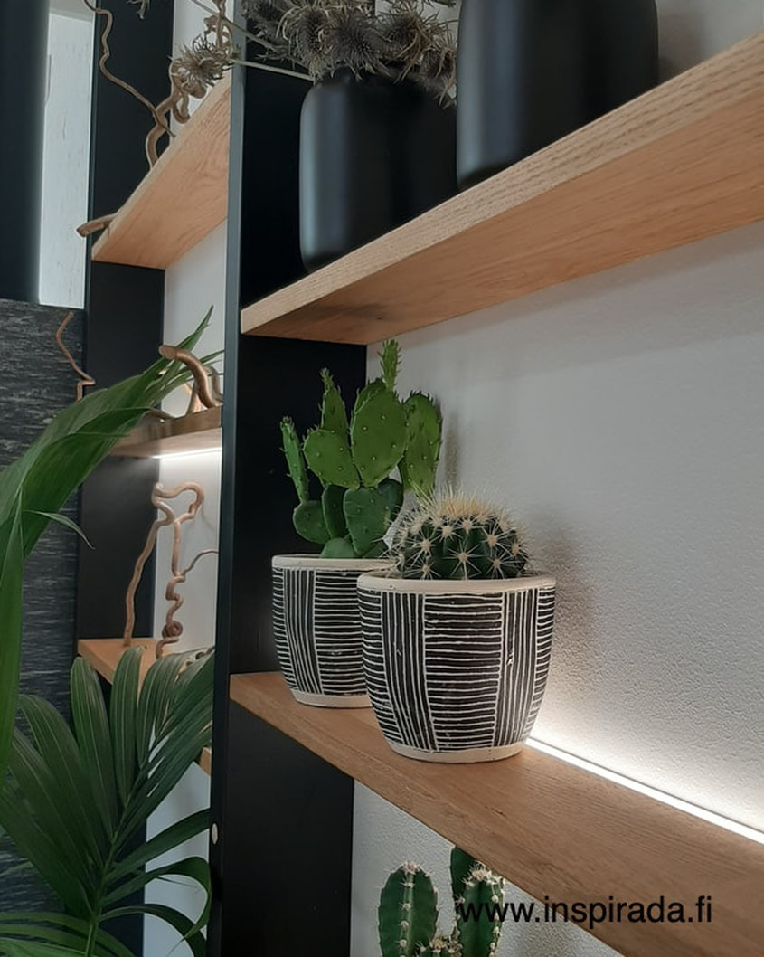 huonekasvit asuntomessut vihersisustaminen valaistus avohylly